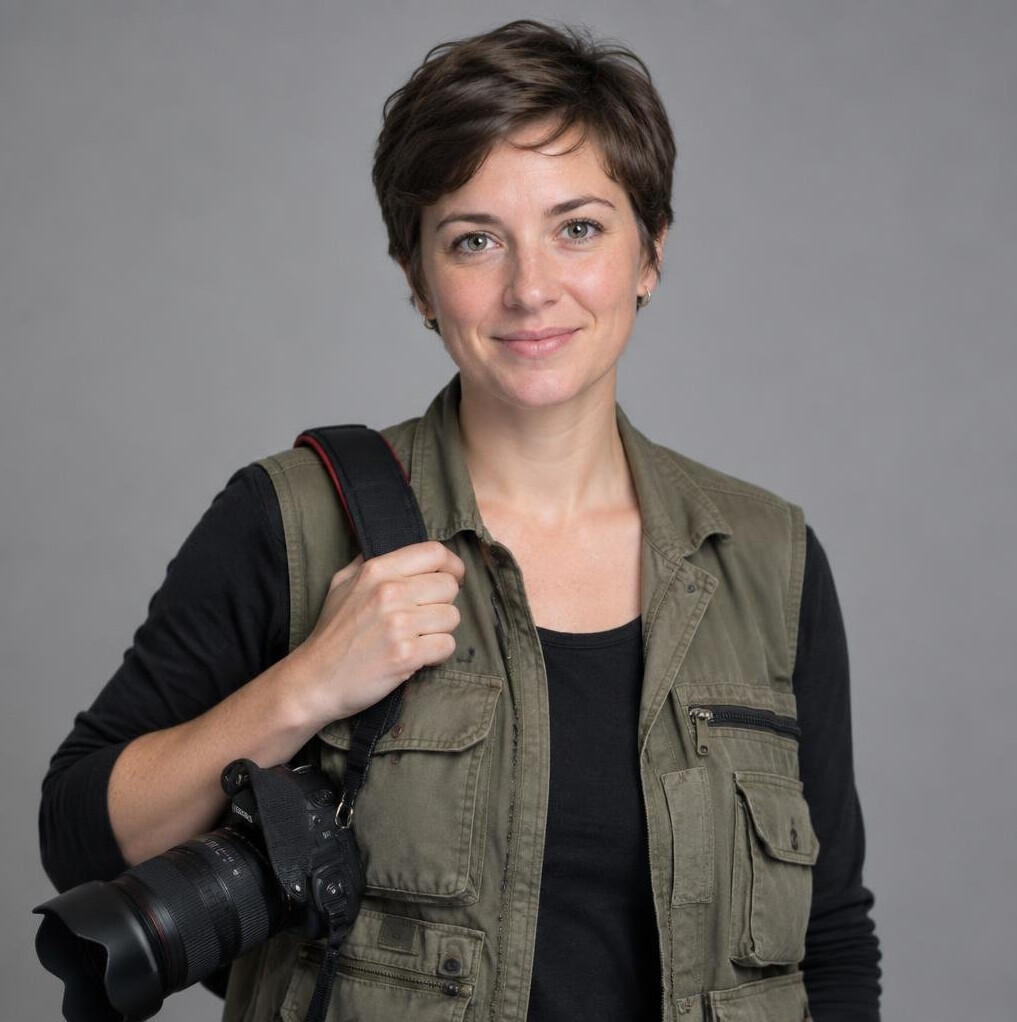 Portrait of a white Canadian woman photojournalist